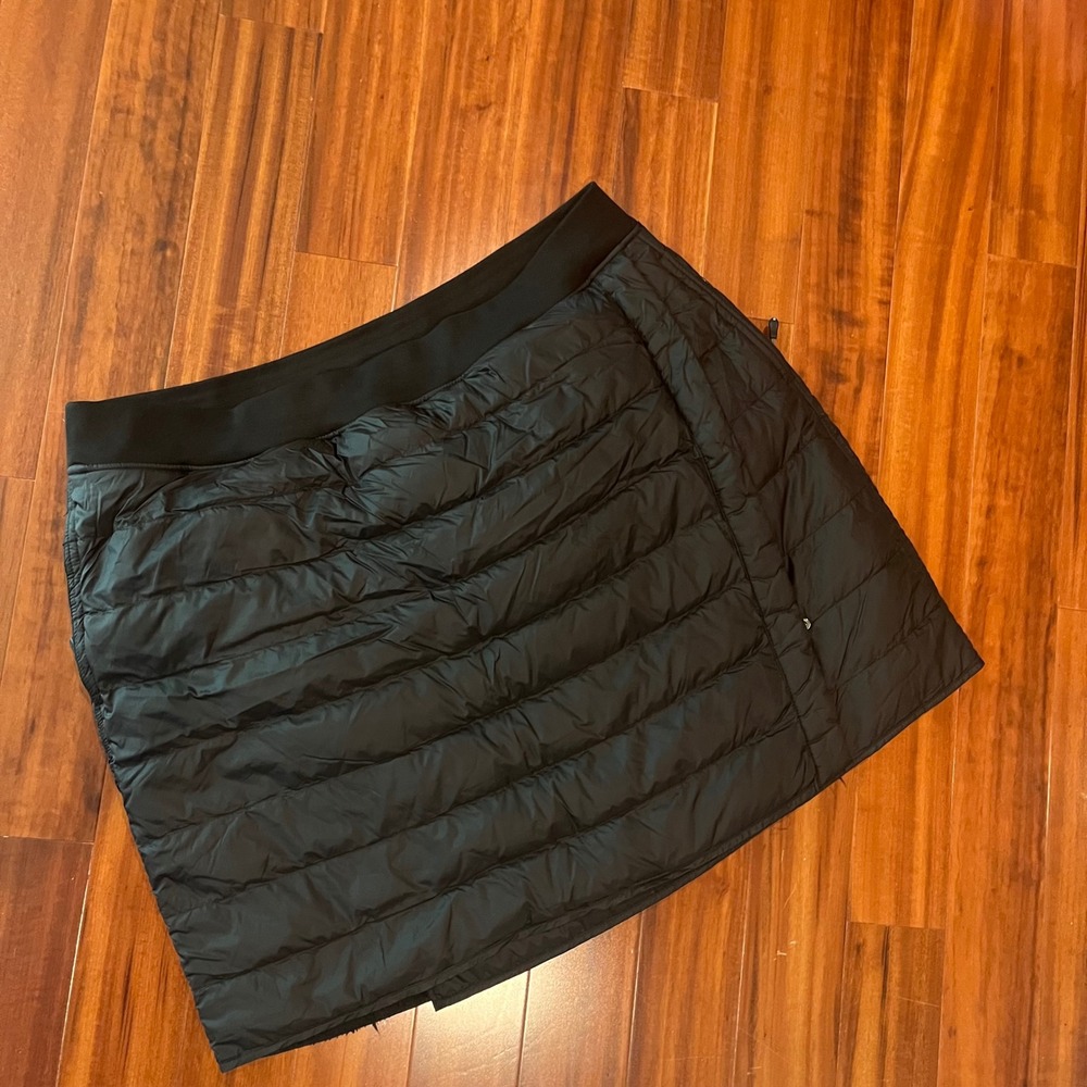 Black Puffer Skirt Down Aventure Fleece Lined Quilted Mini Active Plus Sz XXL 2X